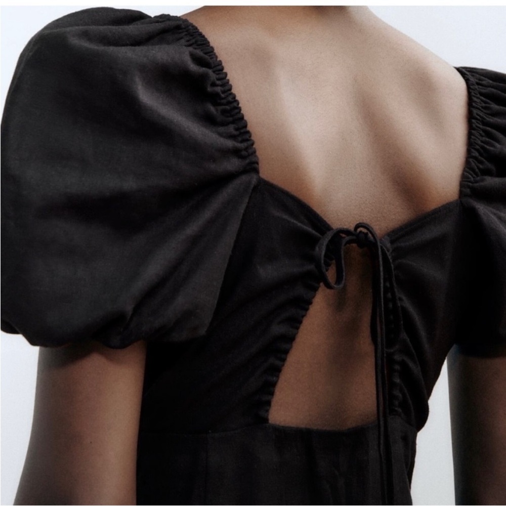 Brand new Zara linen dress with puffy sleeves. NWT - Picture 4 of 8